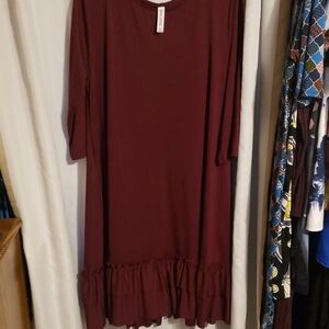 Zenana Outfitters Long Sleeve Burgundy Dress